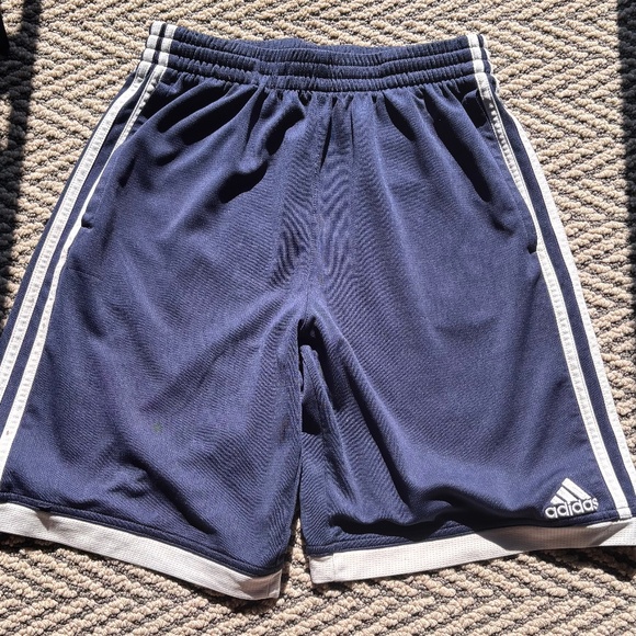 Adidas blue white stripe shorts - Picture 1 of 2